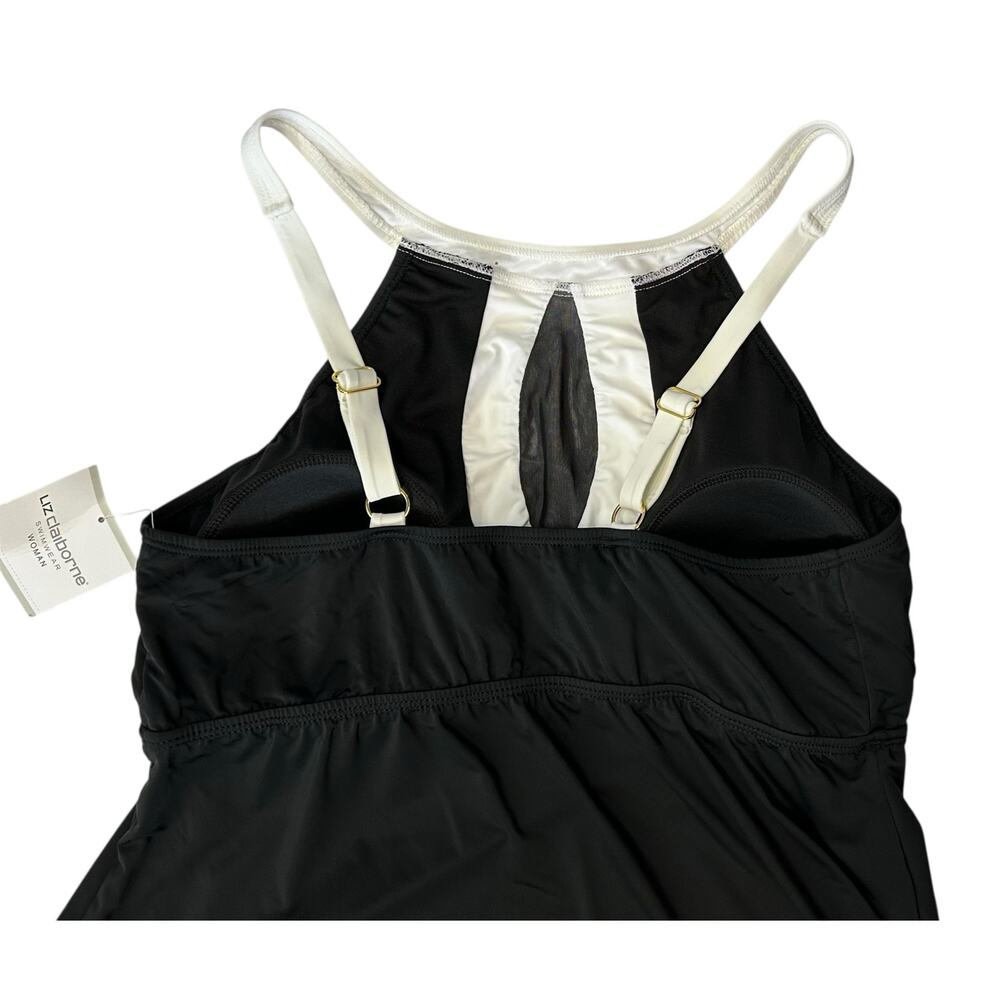 NWT Liz Claiborne High Neck Tankini Swim Top Black White Plus Size 22W - Picture 6 of 8